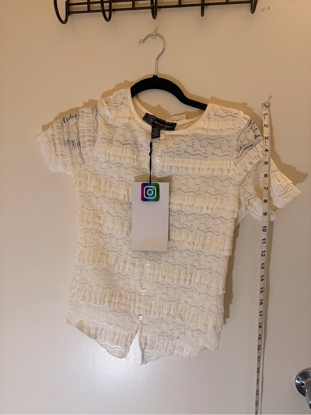 Ivory Lace Ruffled Button-Front Top - Picture 2 of 5